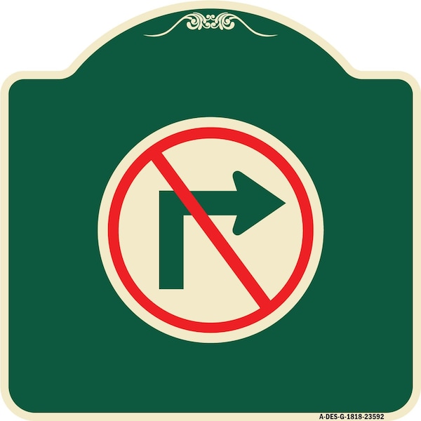Signmission No Right Turn Graphic Only Heavy-Gauge Aluminum Architectural Sign, 18" x 18", G-1818-23592 A-DES-G-1818-23592 - main